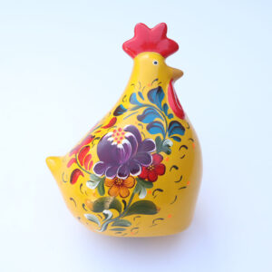 Gallina de cerámica floreada