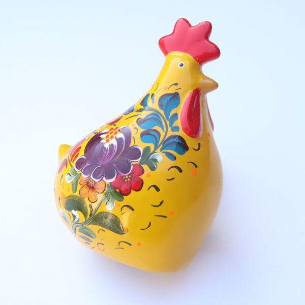 Gallina de cerámica floreada